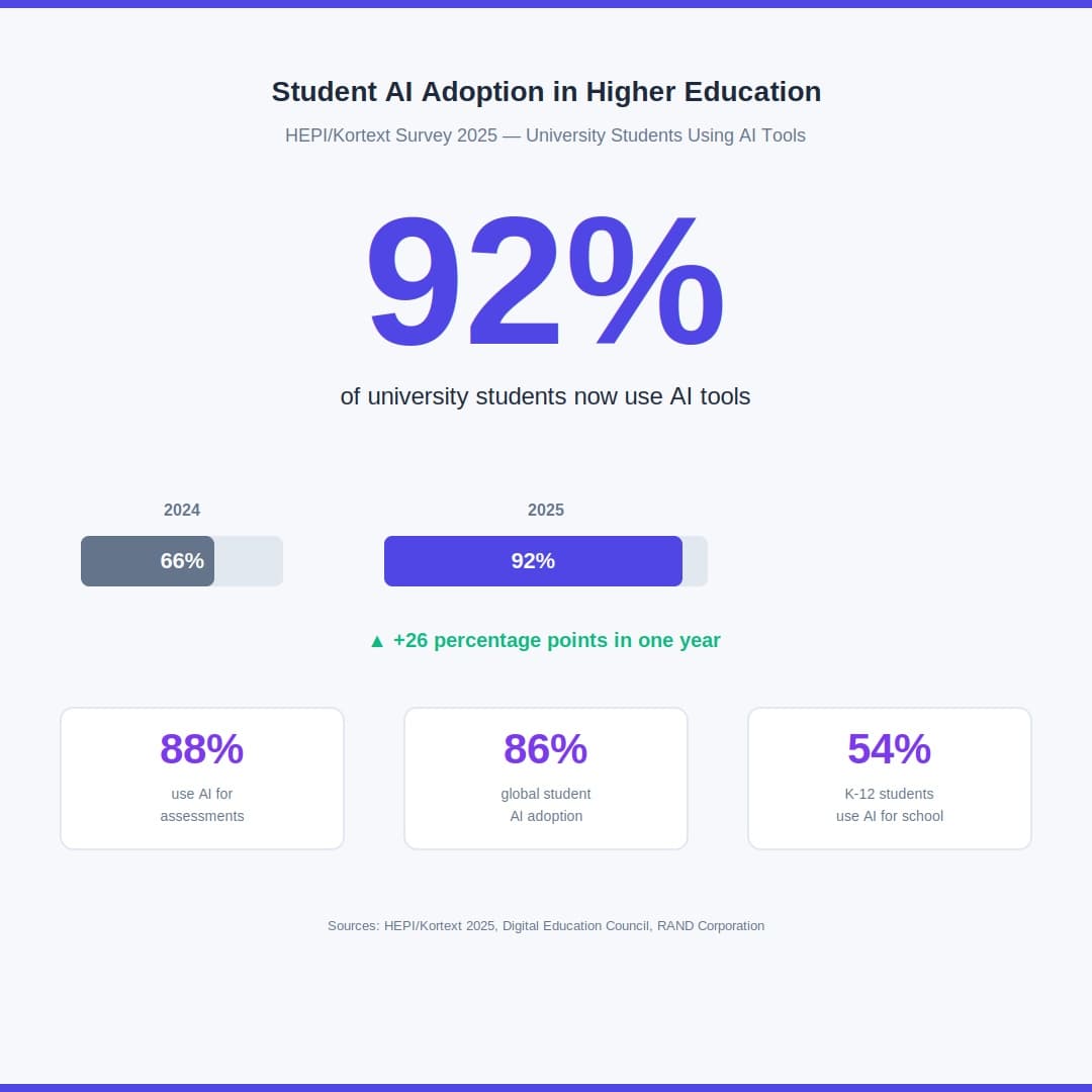 Student AI Adoption 92 percent.