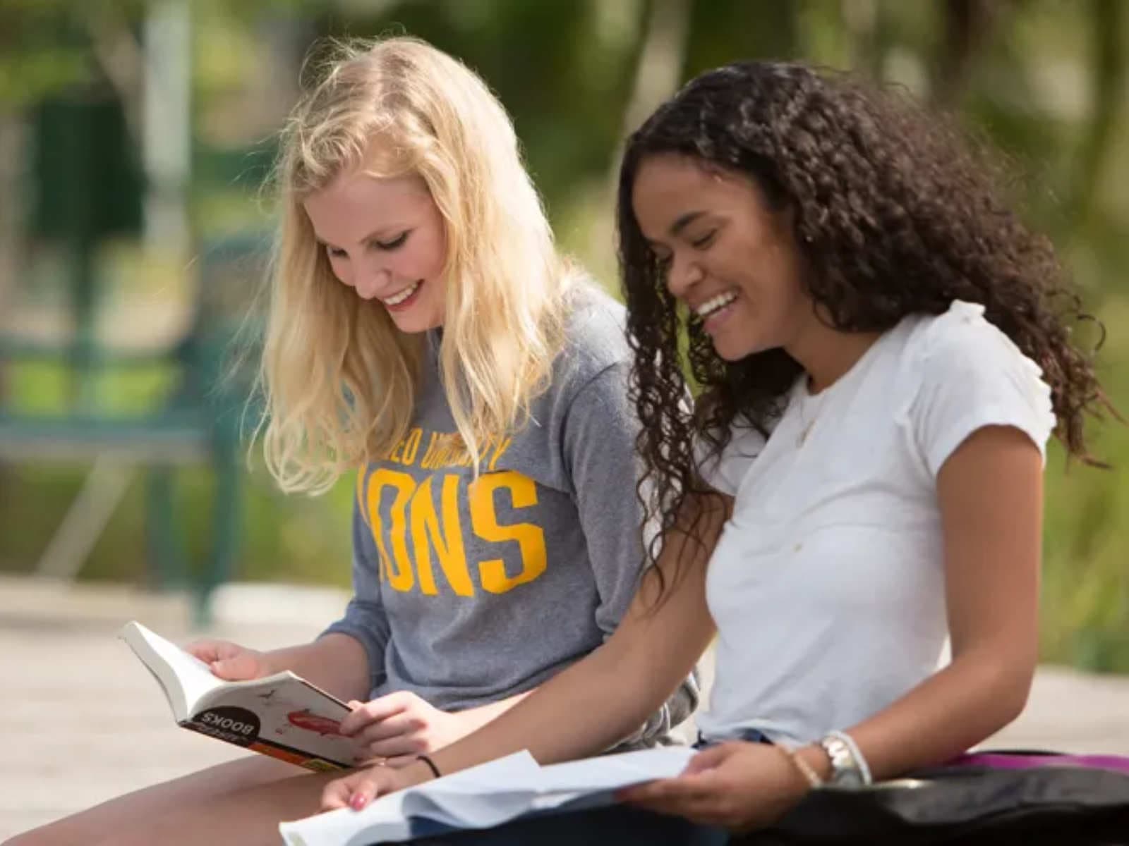 Two students working together as study buddies